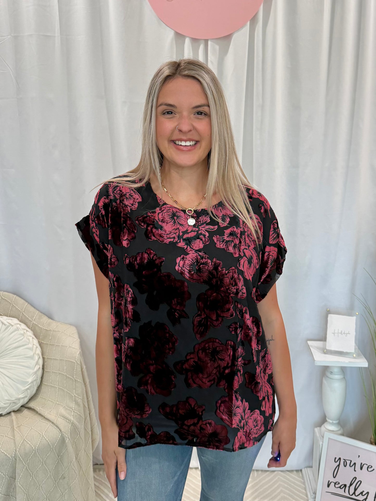 Wine Velour Top