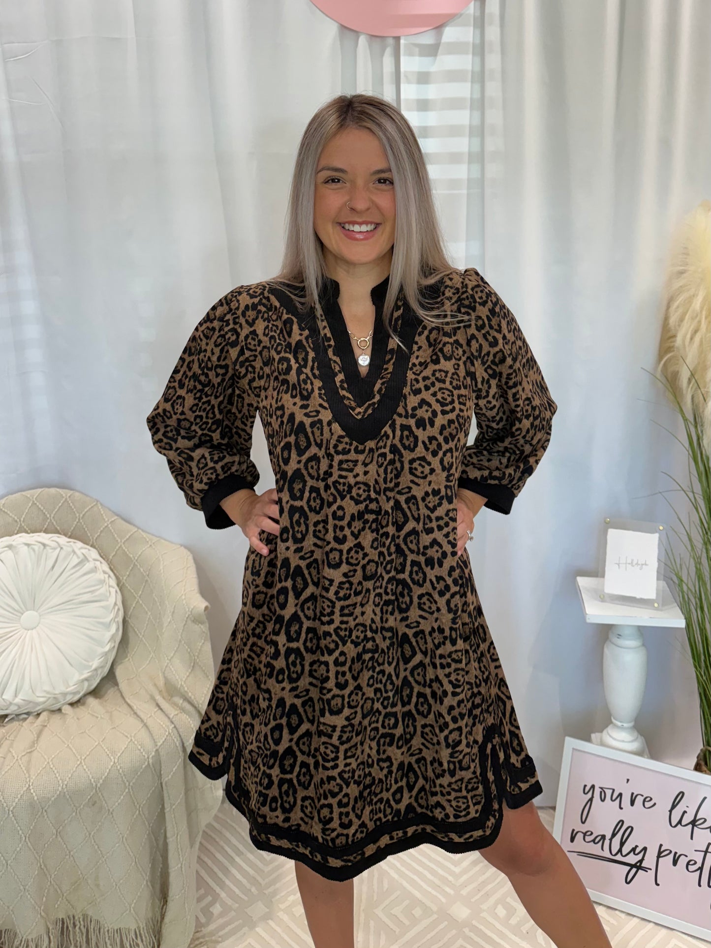 Sleek Cheetah Corduroy Dress (Pockets!)