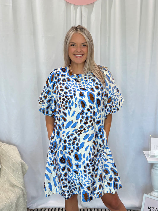 Blueberry Cheetah Dress (Pockets!)