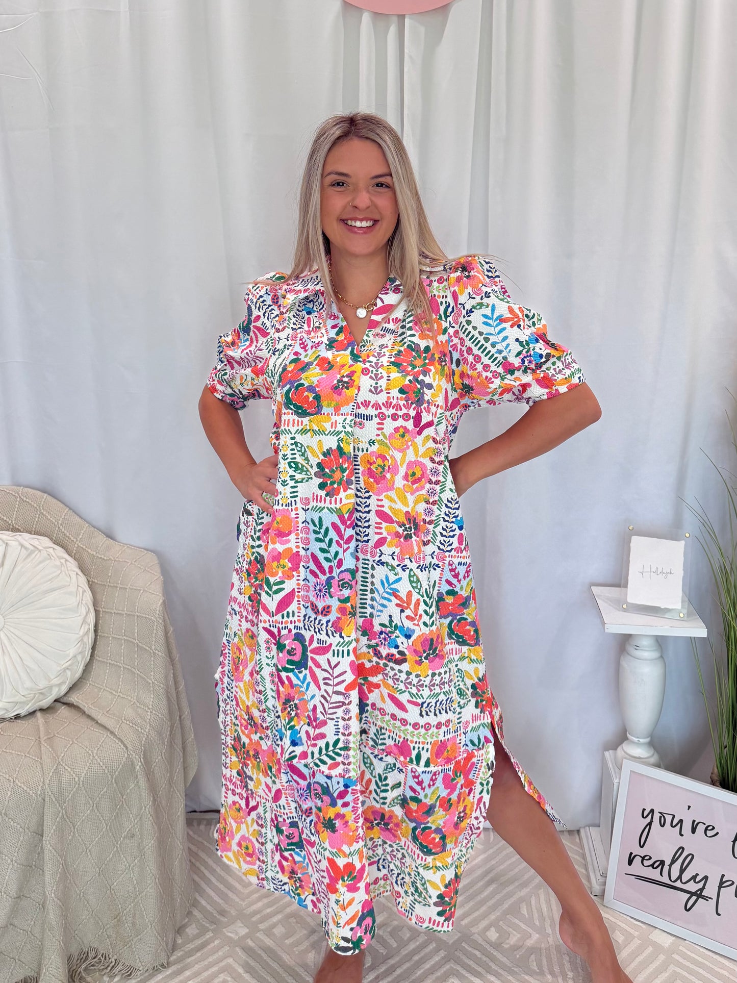 Pink & Rose Dress (Pockets!)