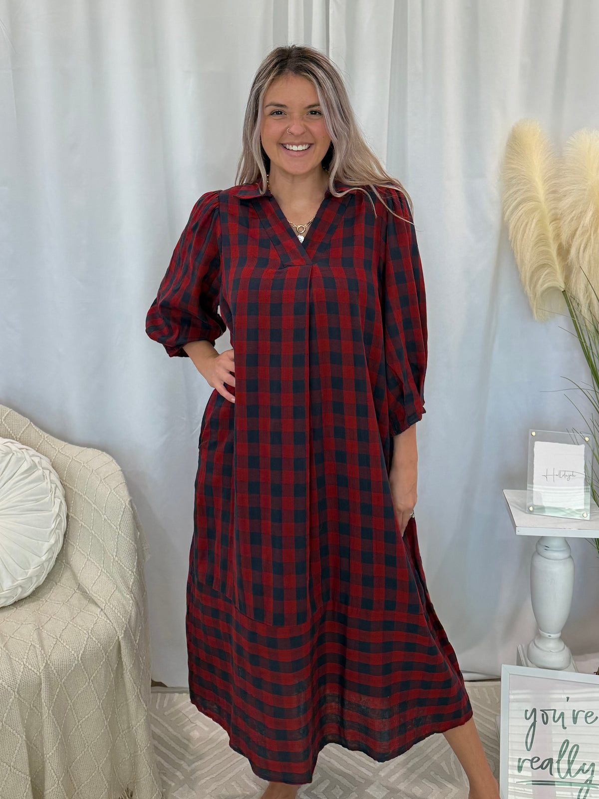 Pretty In Plaid Dress (Pockets!)