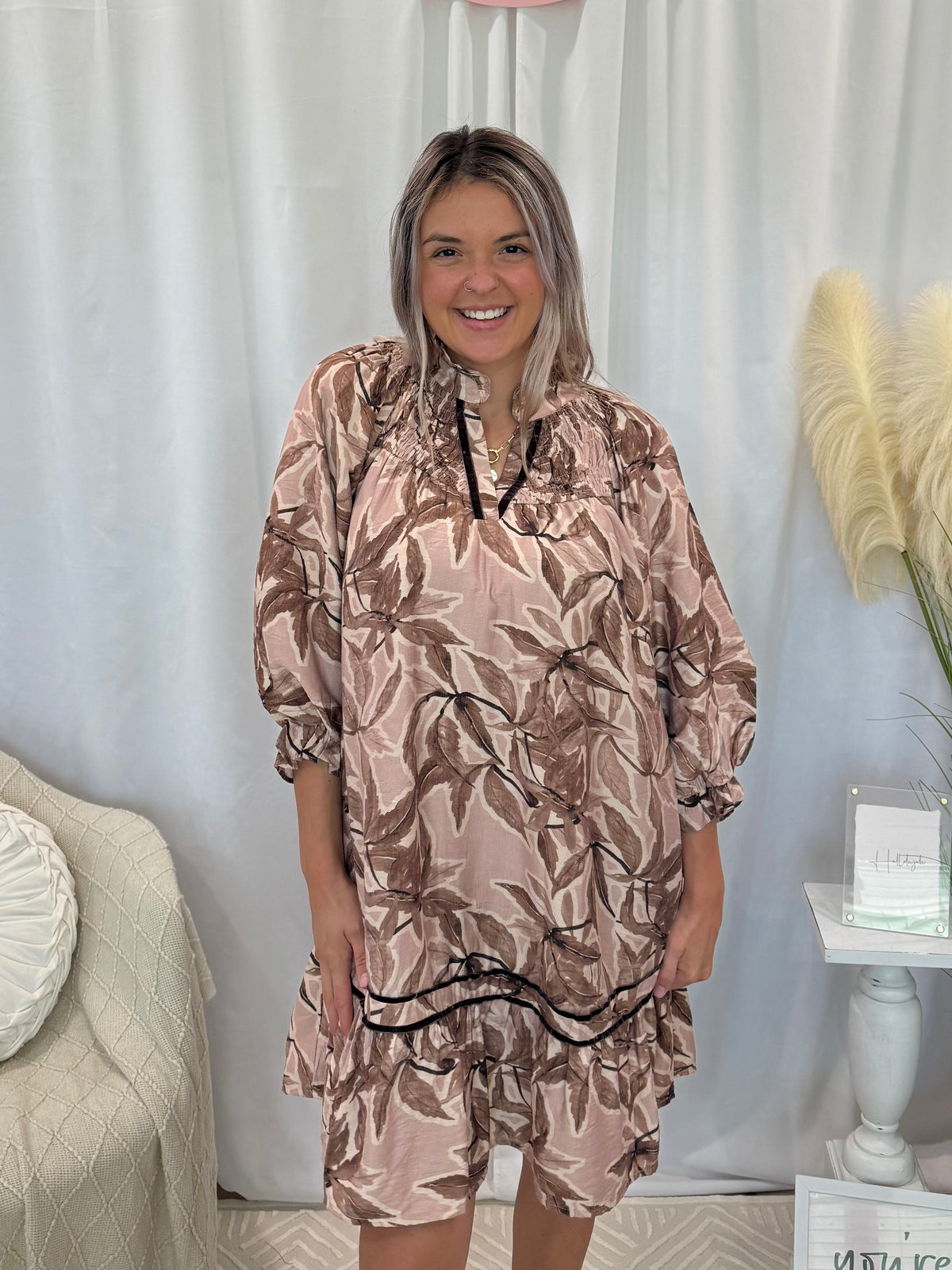 Mauve Leafy Love Dress (Pockets!)