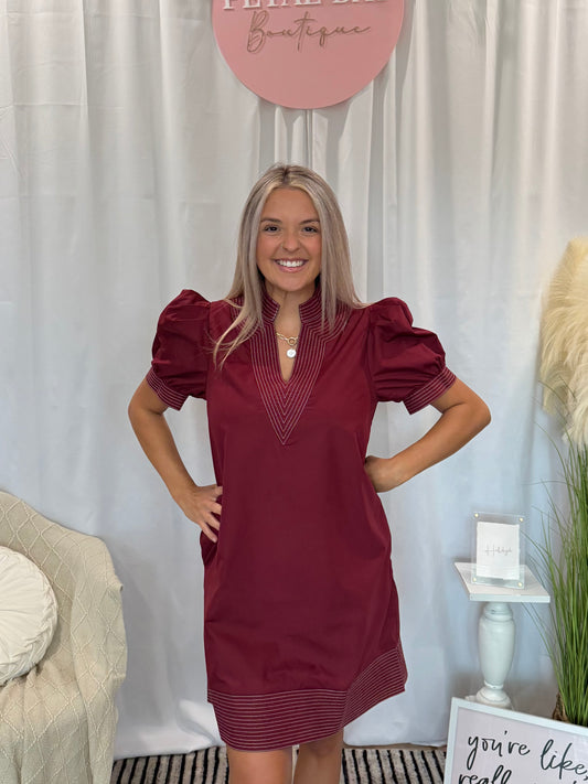 Majestic Maroon Luxury Dress (Pockets!)