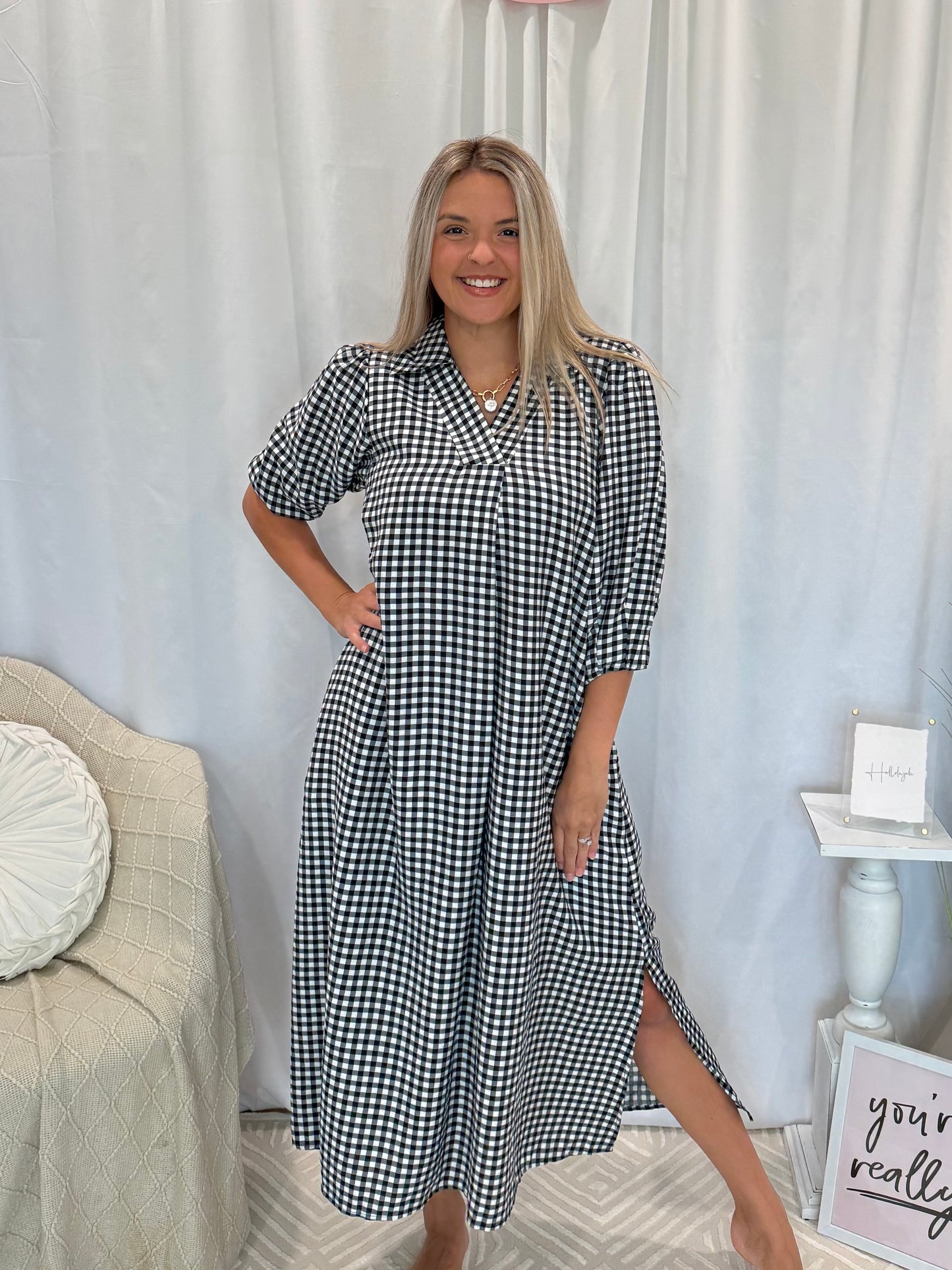 Onyx Gingham Dress (Pockets!)