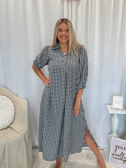 Onyx Gingham Dress (Pockets!)