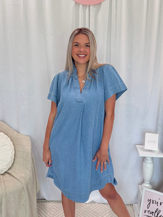 Light Blue Jean Babe Dress (Pockets!)