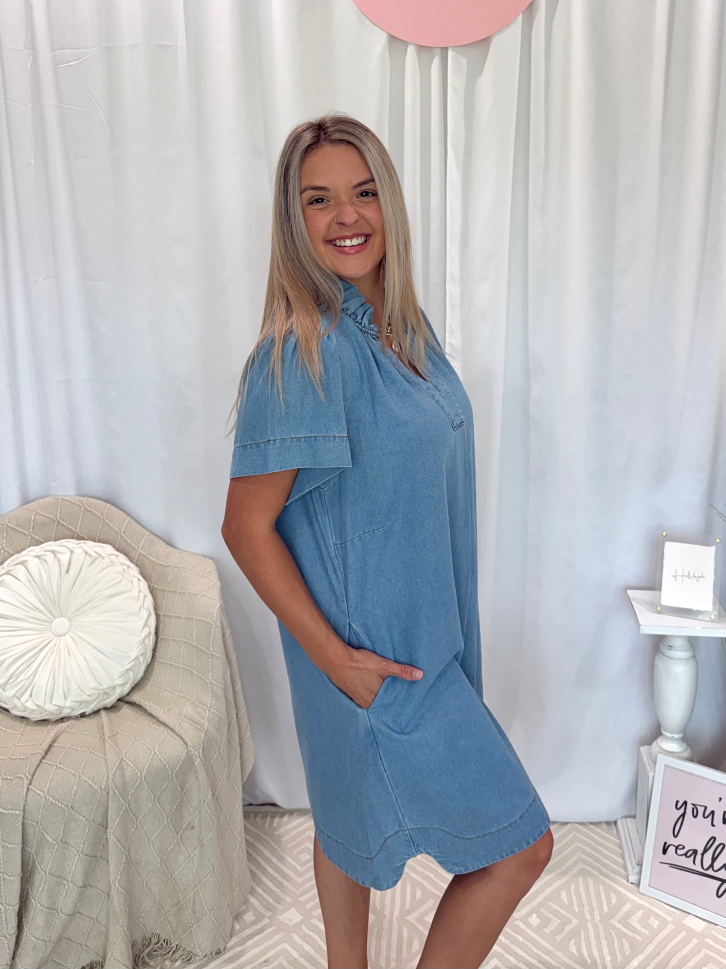 Light Blue Jean Babe Dress (Pockets!)