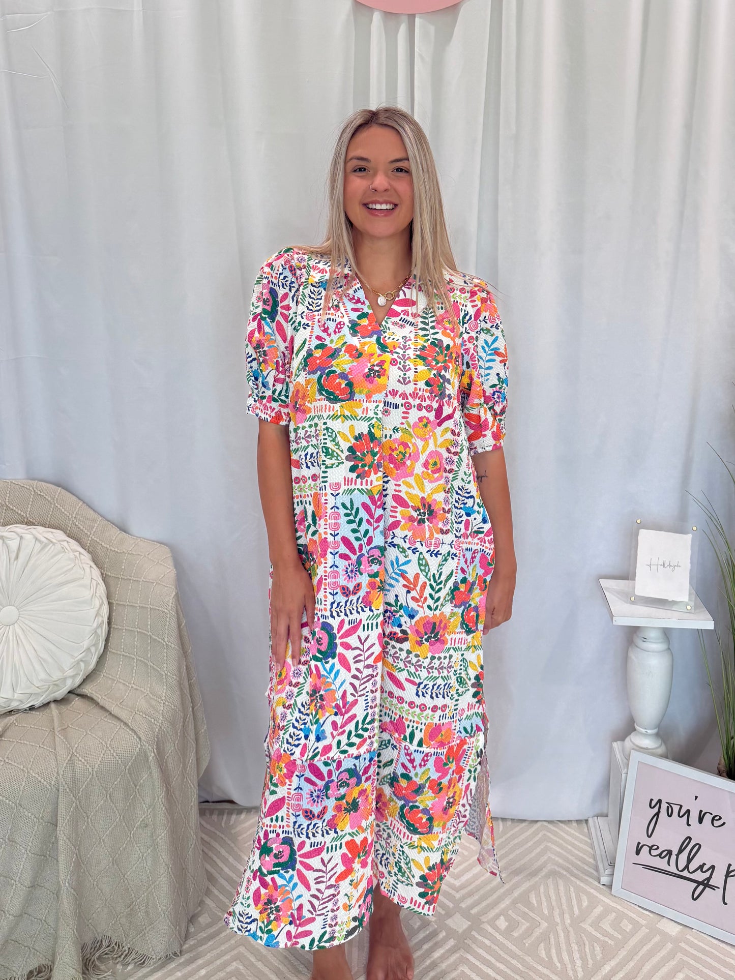 Pink & Rose Dress (Pockets!)