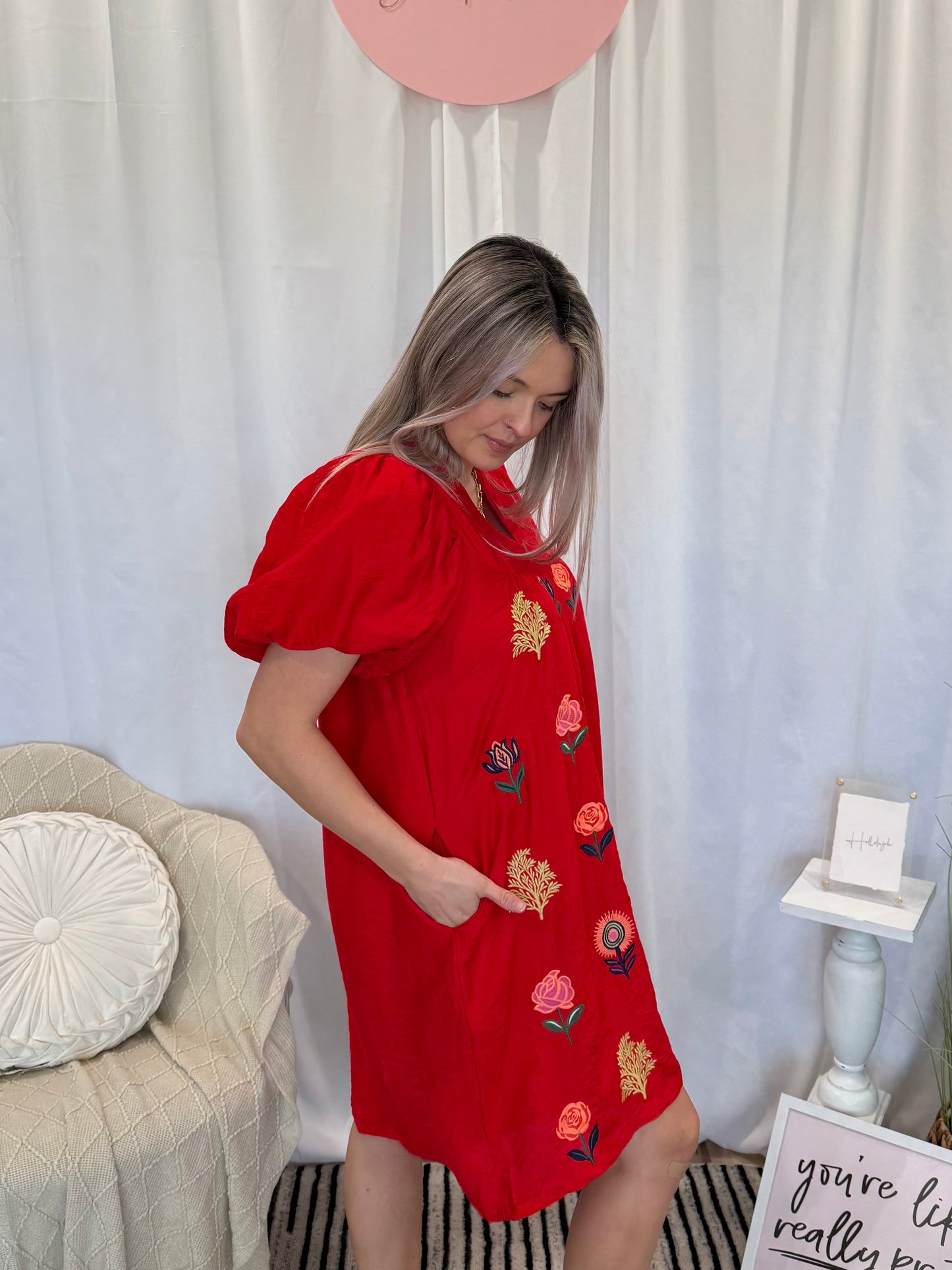 Scarlet Rose Dress (Pockets!)