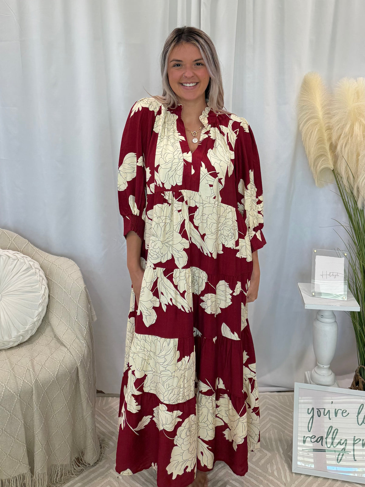 Ruby Delight Midi Dress (Pockets!)