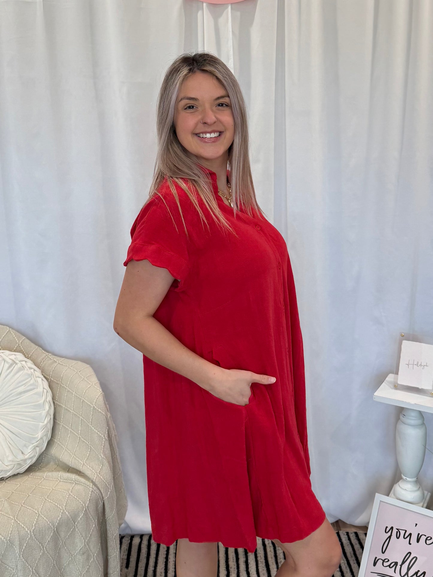 Scarlett Scalloped Dress (Pockets!)