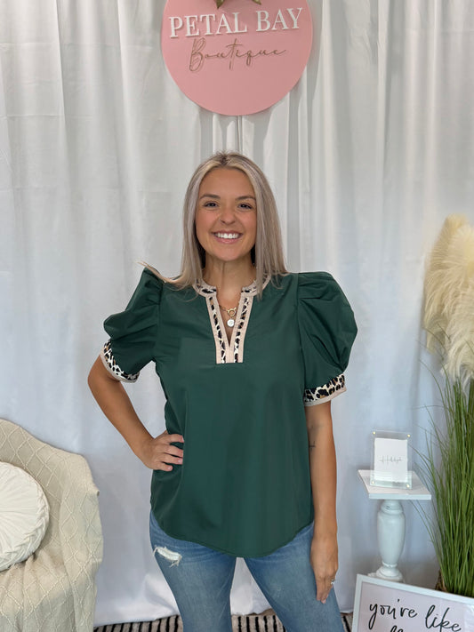 Olive Cheetah Top