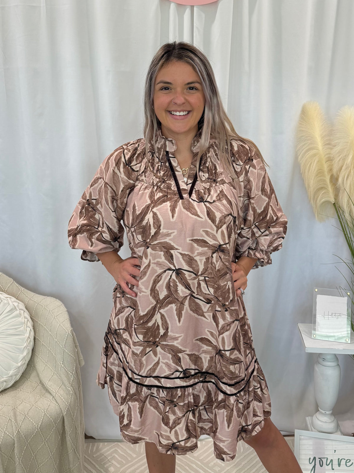 Mauve Leafy Love Dress (Pockets!)