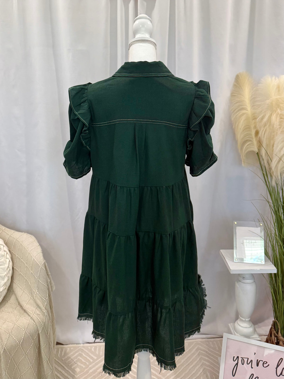 Evergreen Linen Luxury Dress (Pockets!)