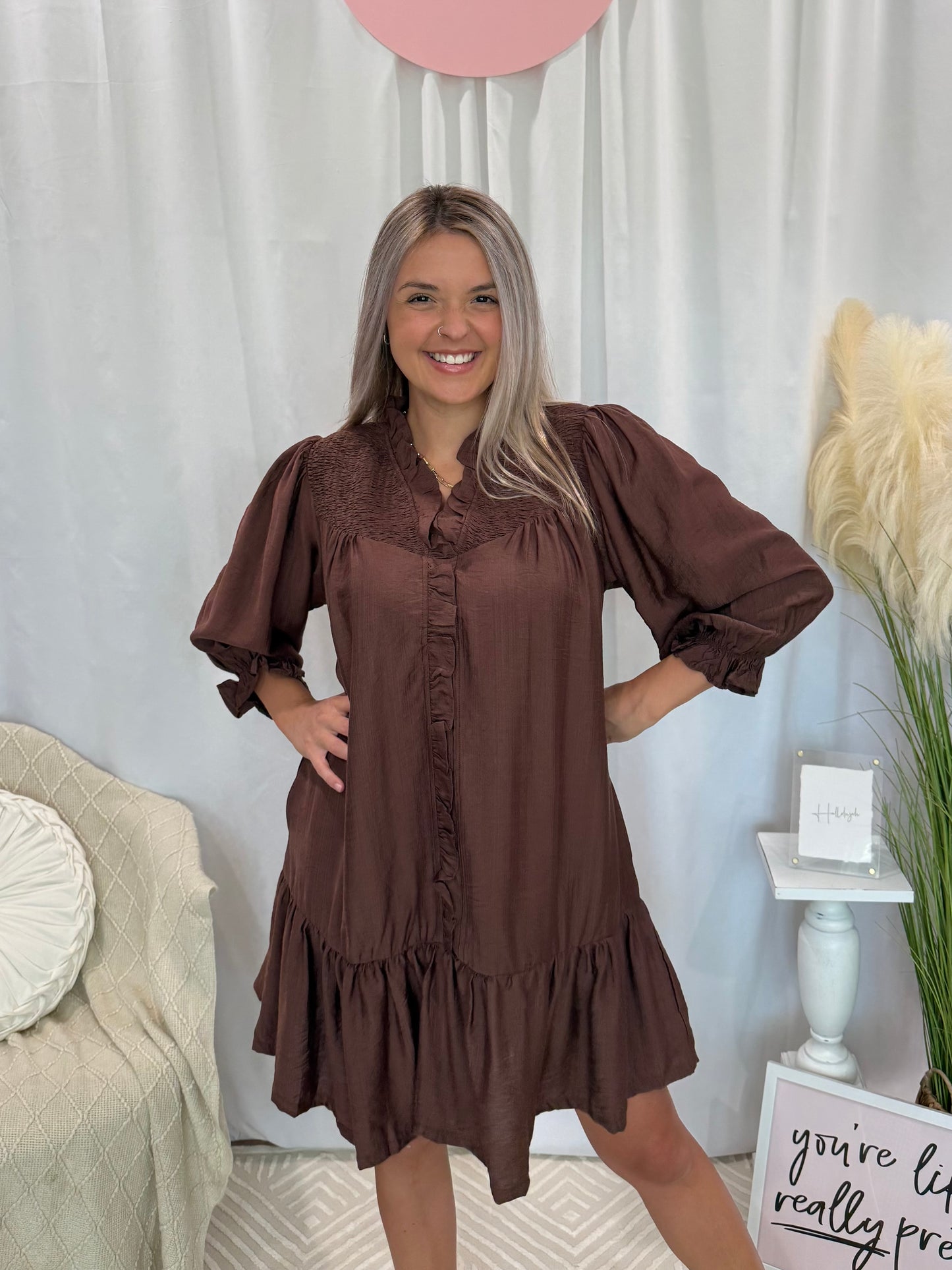 Free To Be Chocolate Dress (Pockets!)