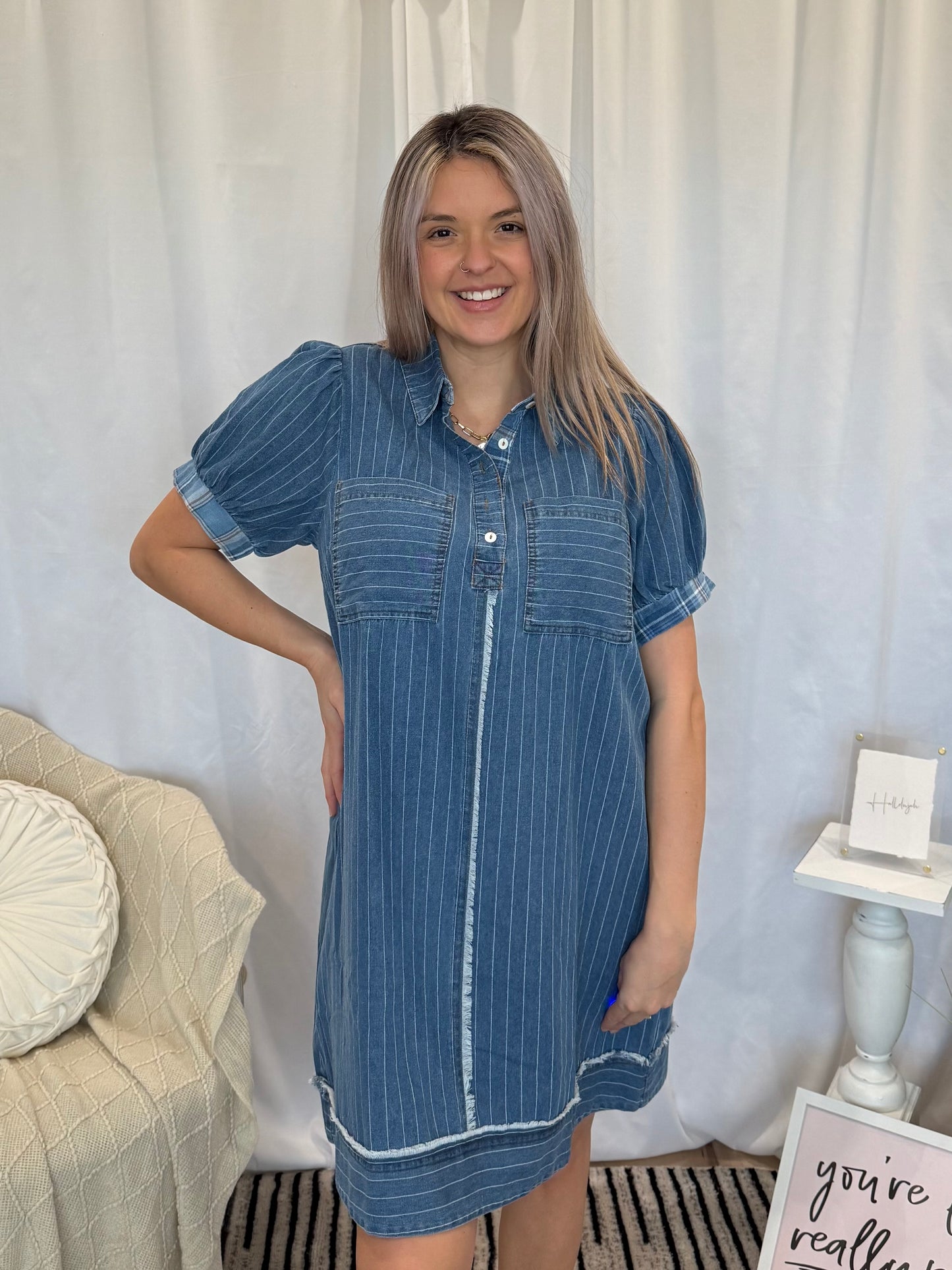 Dark Blue Agave Denim Dress