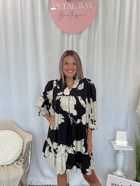 Black Chic Floral Dress