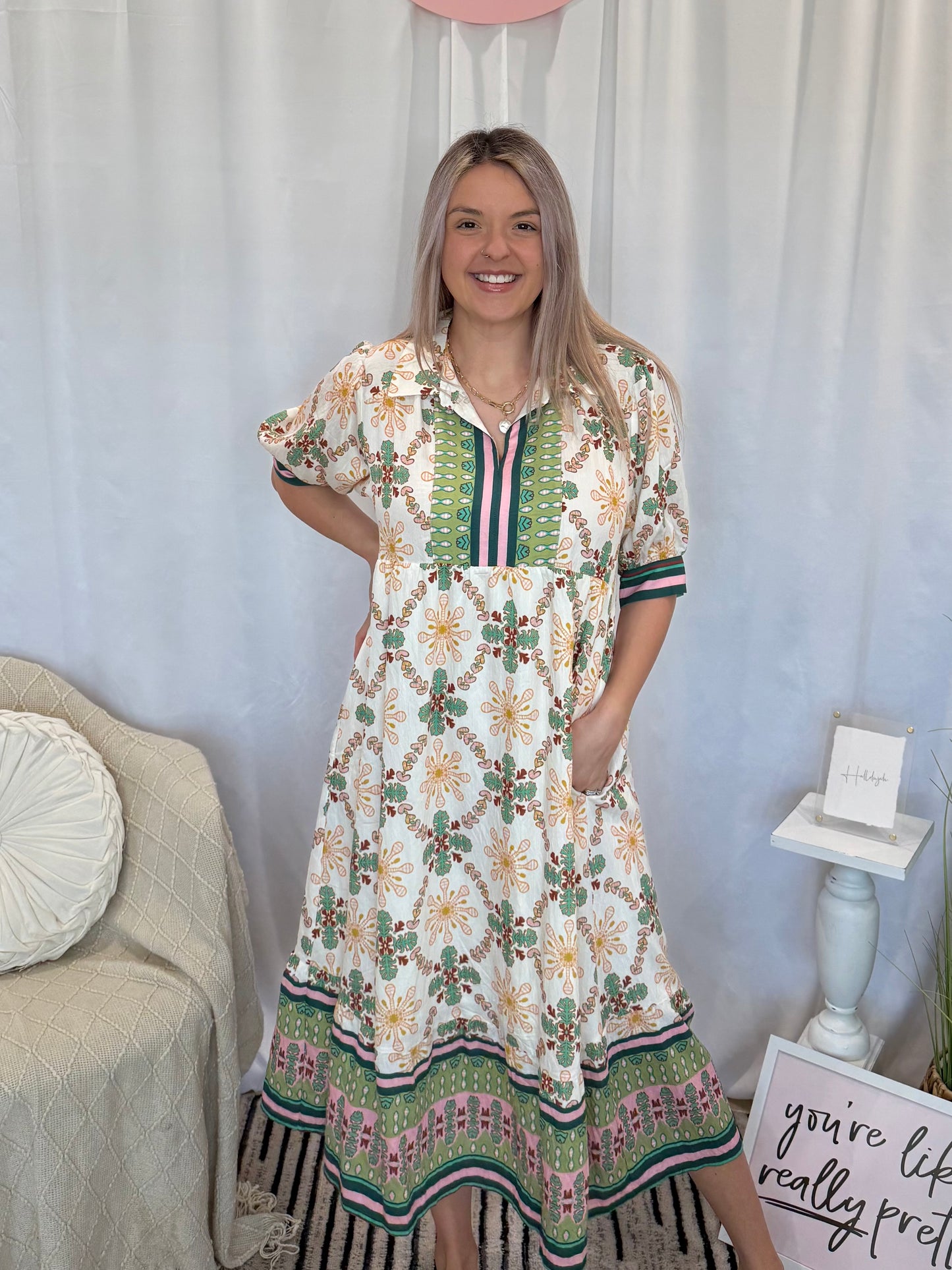 My Fav Green Midi Dress (Pockets!)