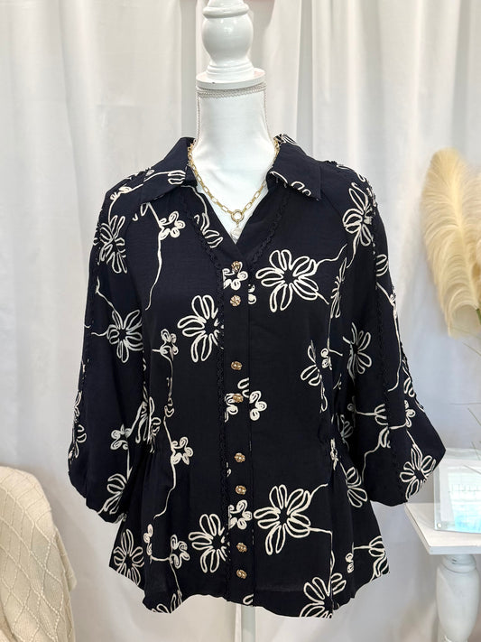 Gentle Navy Boujee Top