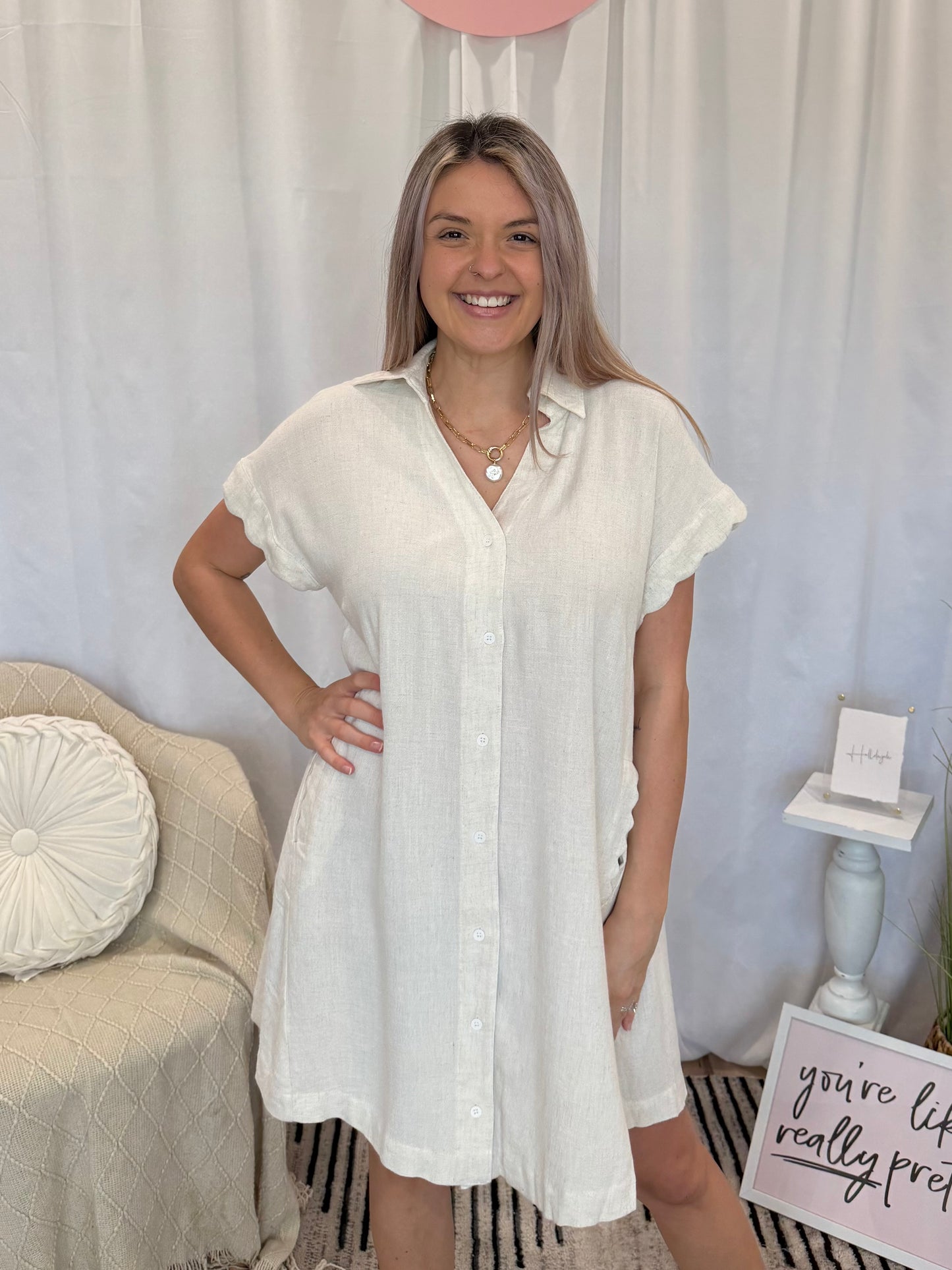 Desert Scalloped Dress (Pockets!)