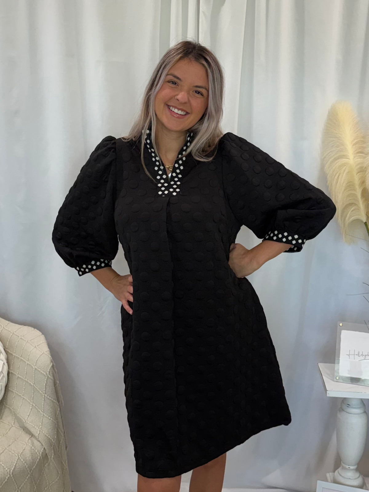 Black Polka Dot Dress (Pockets!)