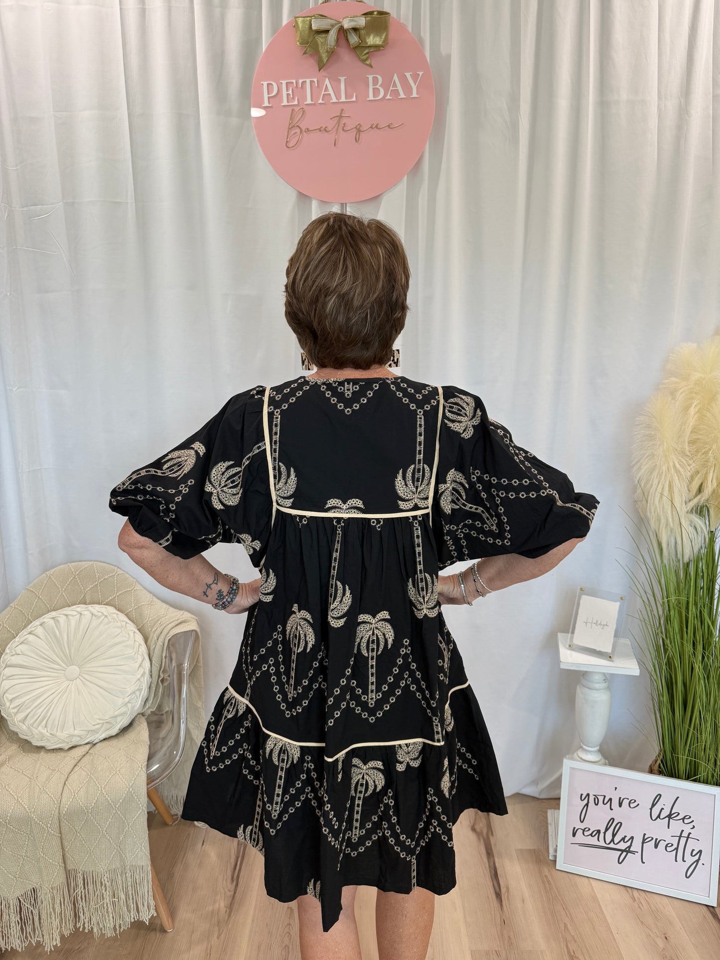 Black & Brown Palms Dress