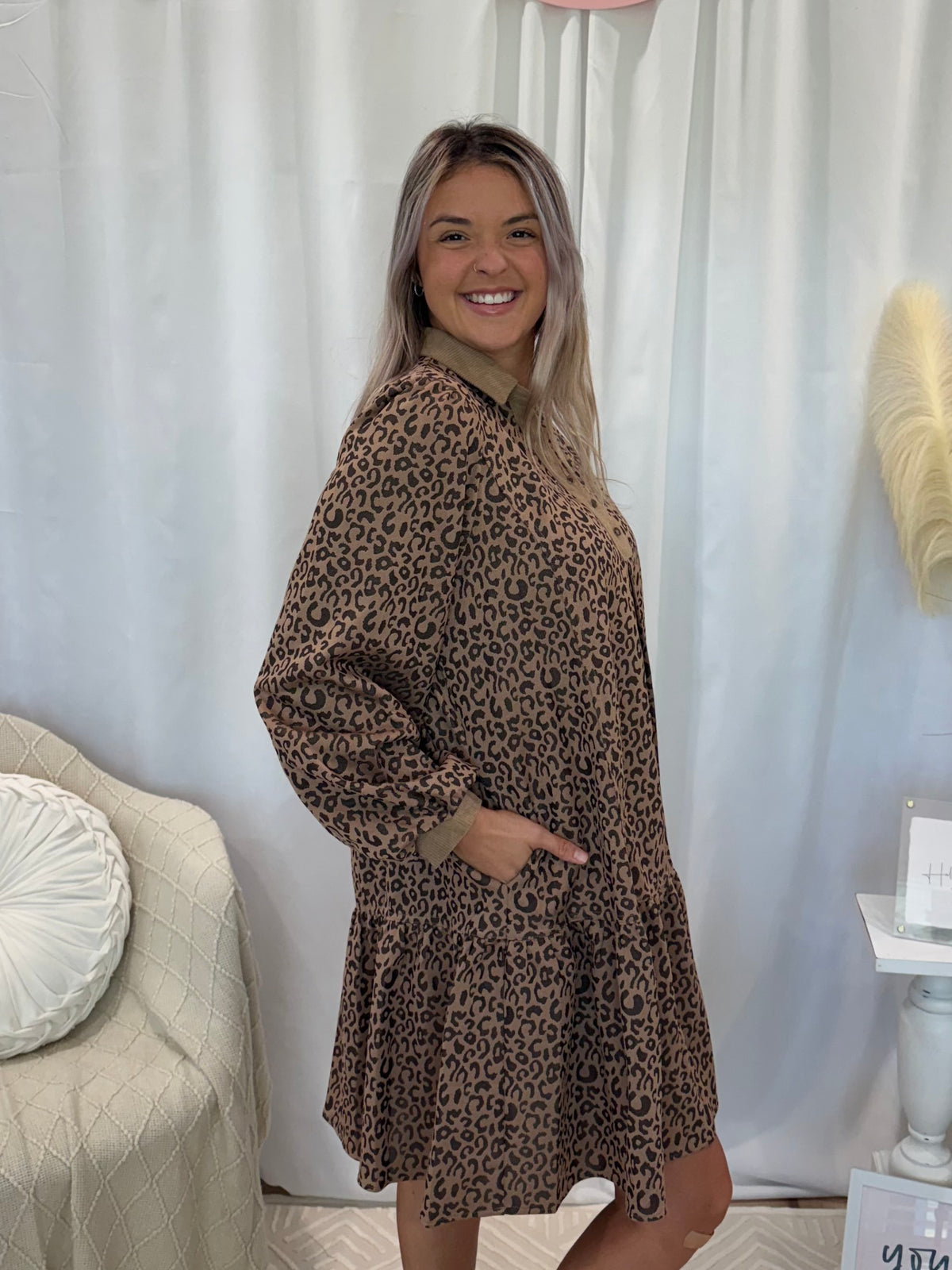 Brown Cheetah Dress (Pockets!)