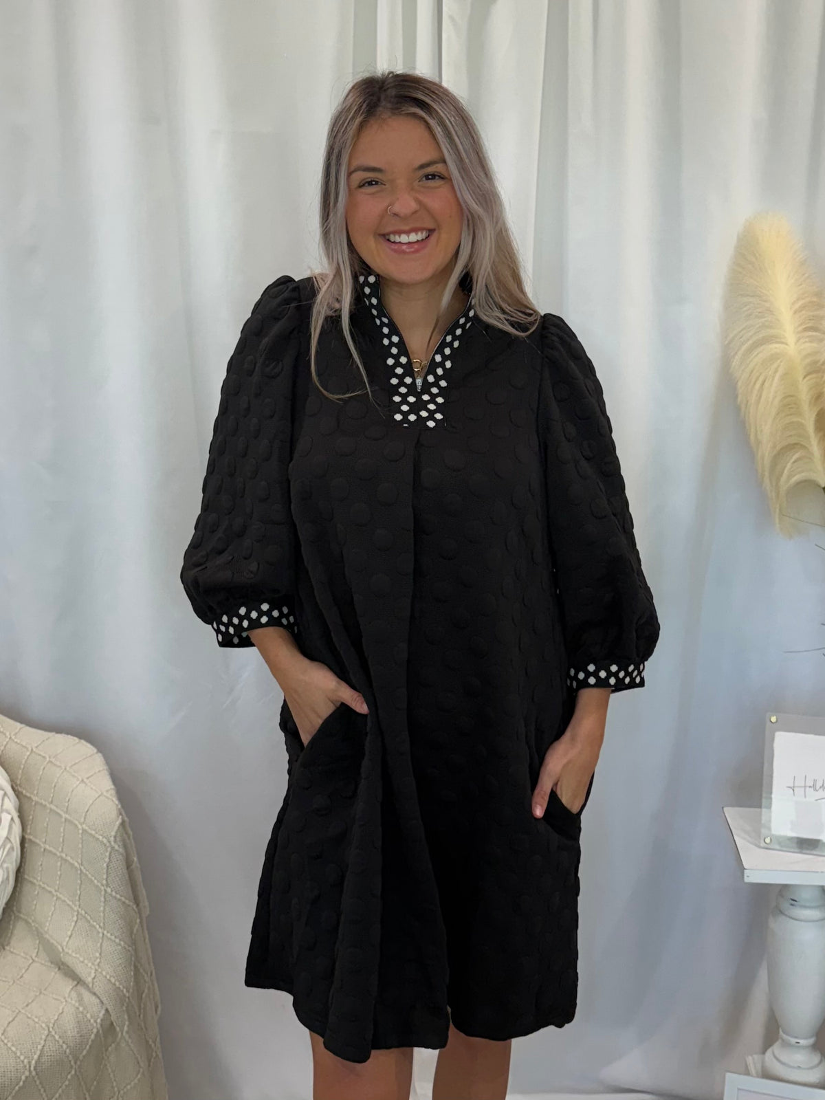 Black Polka Dot Dress (Pockets!)