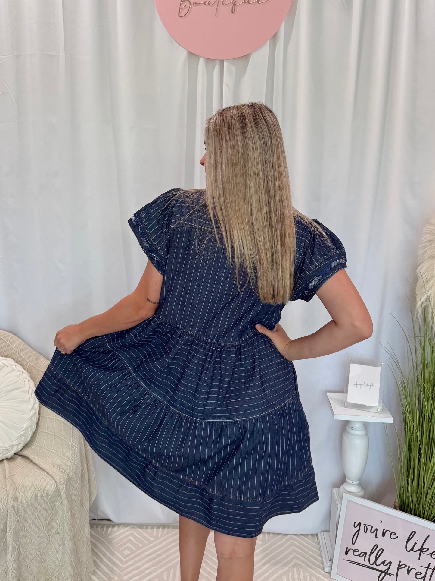 Dark Daring Denim Dress (Pockets!)