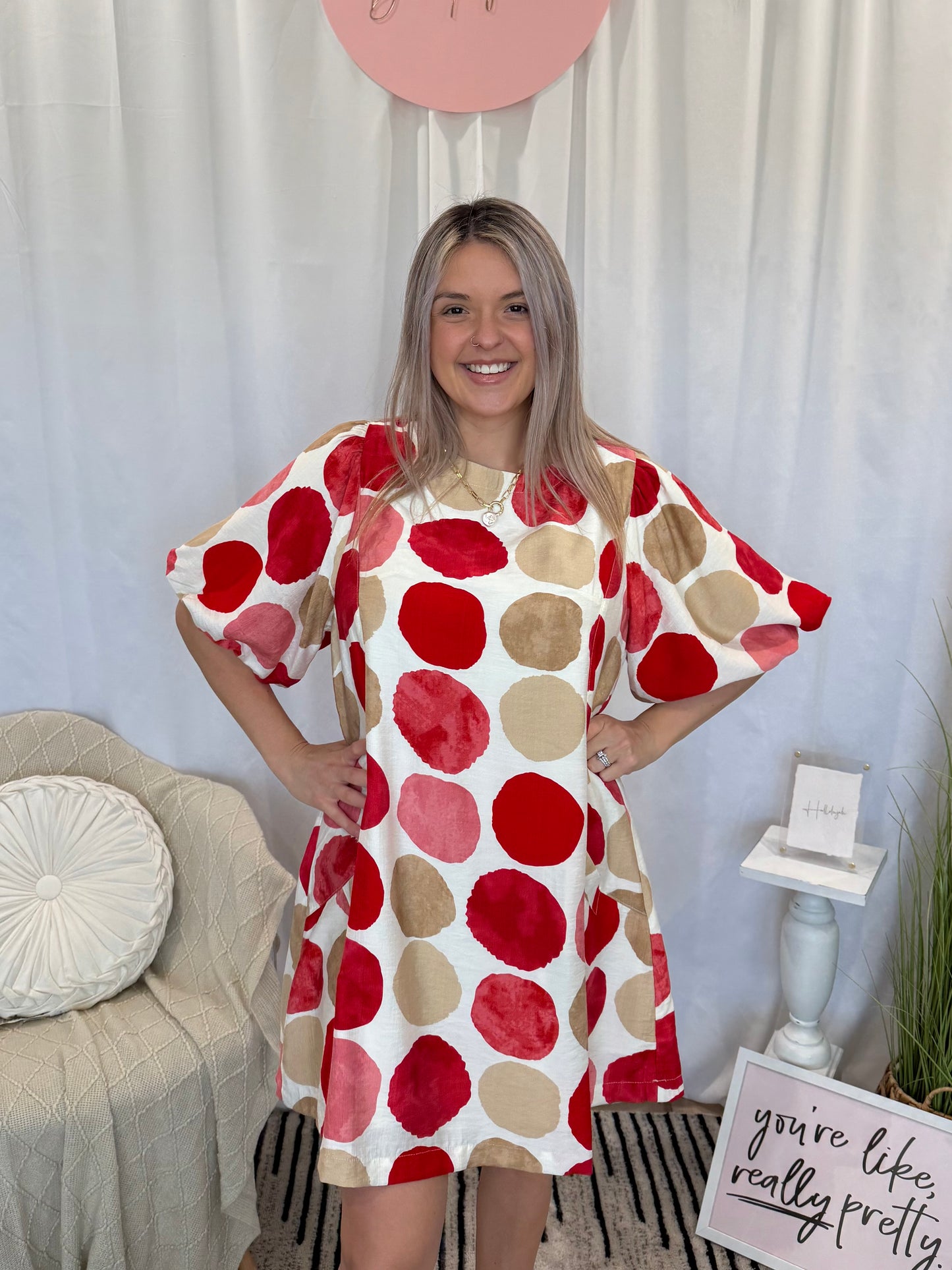 Raspberry Snap Dress (Pockets!)