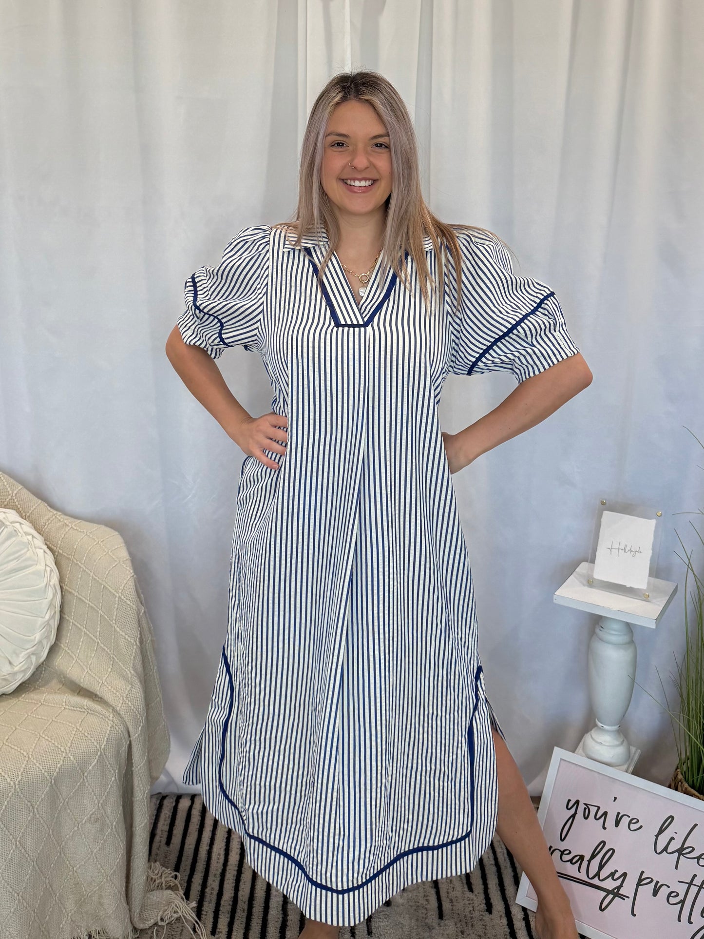 Blue Vacay Dress (Pockets!)