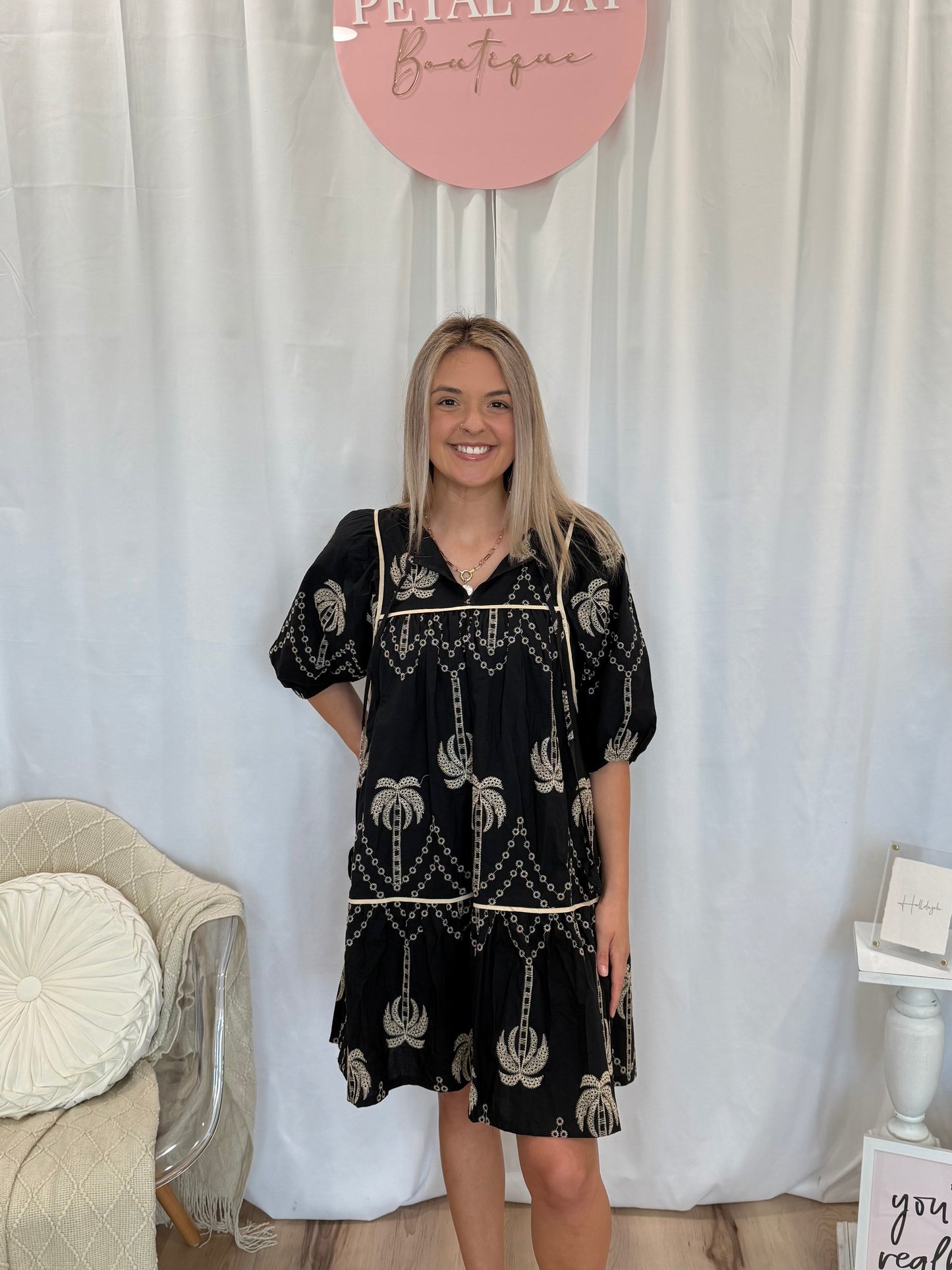 Black & Brown Palms Dress