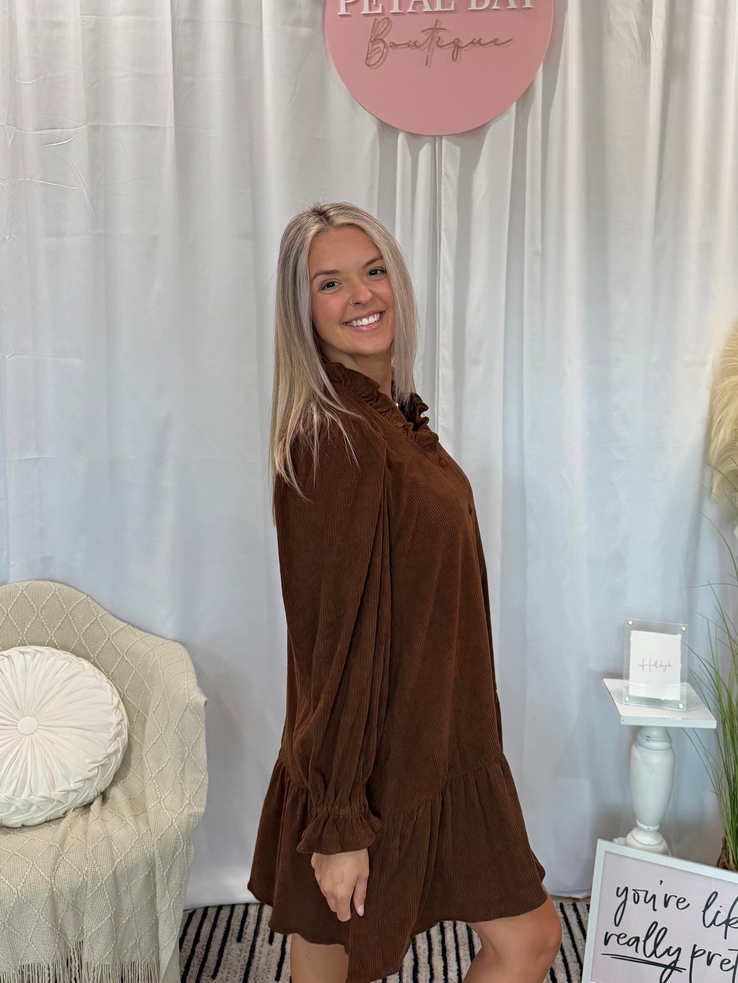 Espresso Corduroy Comfort Dress