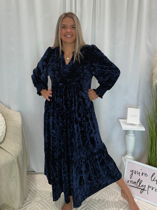Velvety Indigo Dress (Pockets!)