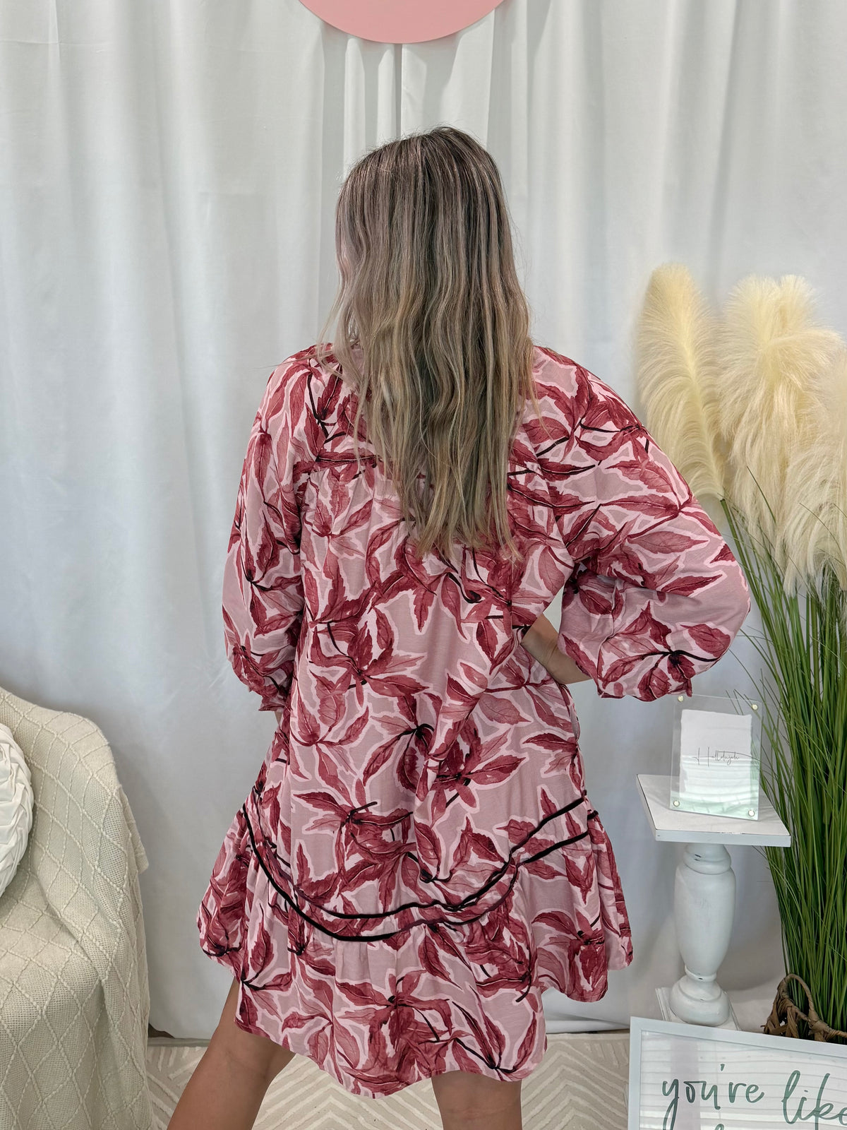 Pink Leafy Love Dress (Pockets!)