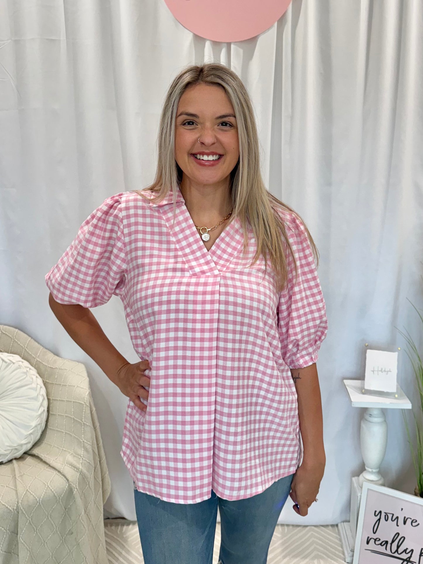 Strawberry Gingham Top