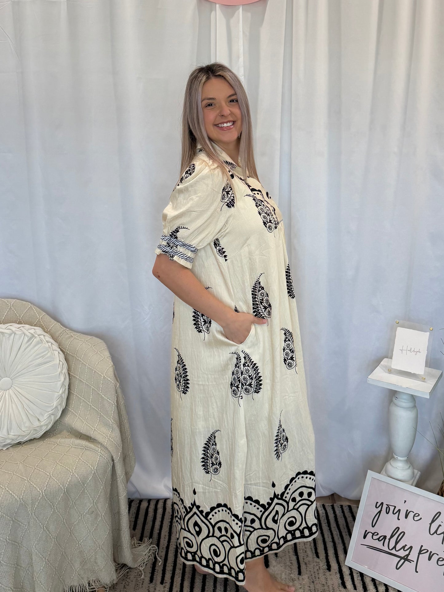 Cream Whipped Dress (Pockets!)