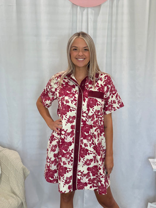 Vivid Burgundy Dress (Pockets!)