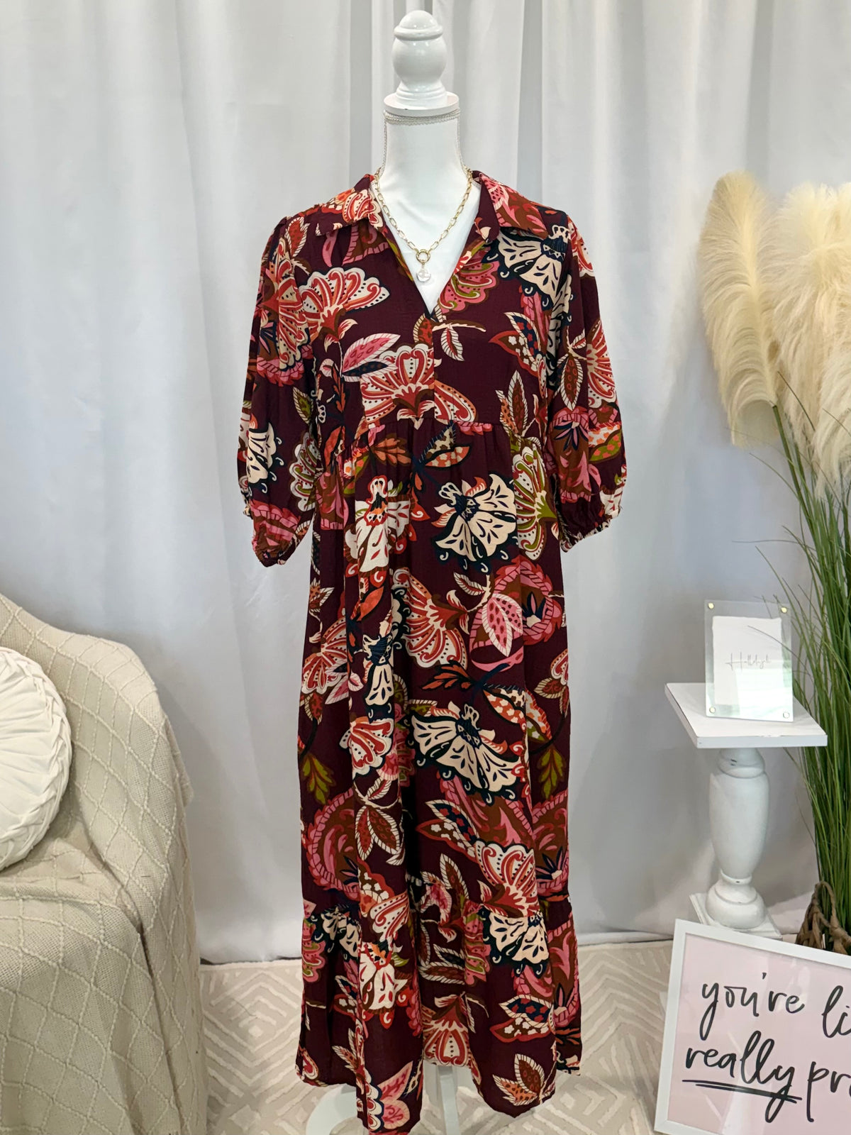 Raspberry Signature Style Midi Dress (Pockets!)