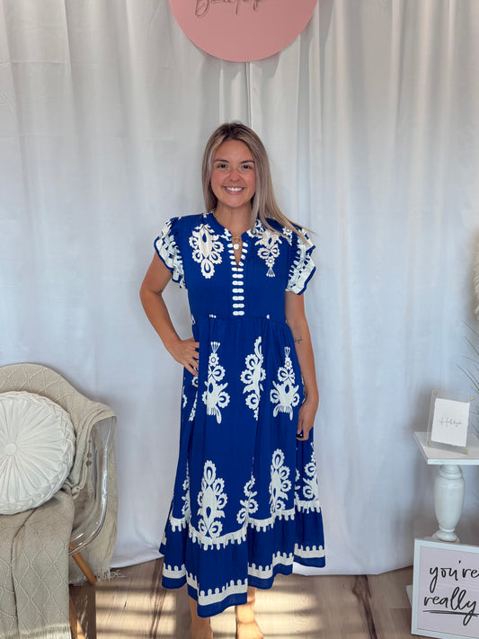 Cobalt Ruffle French Quarter Dress