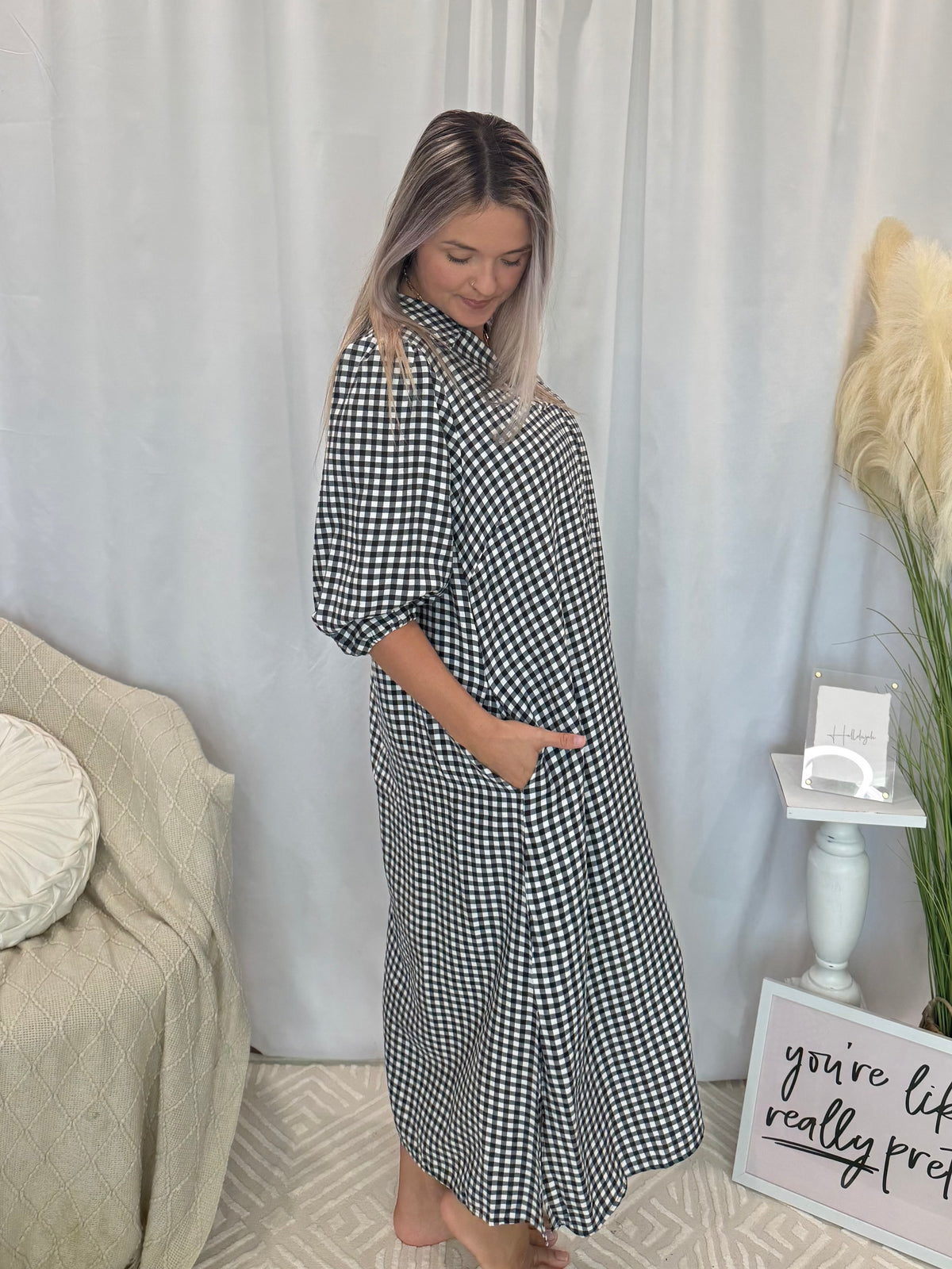 Onyx Gingham Dress (Pockets!)
