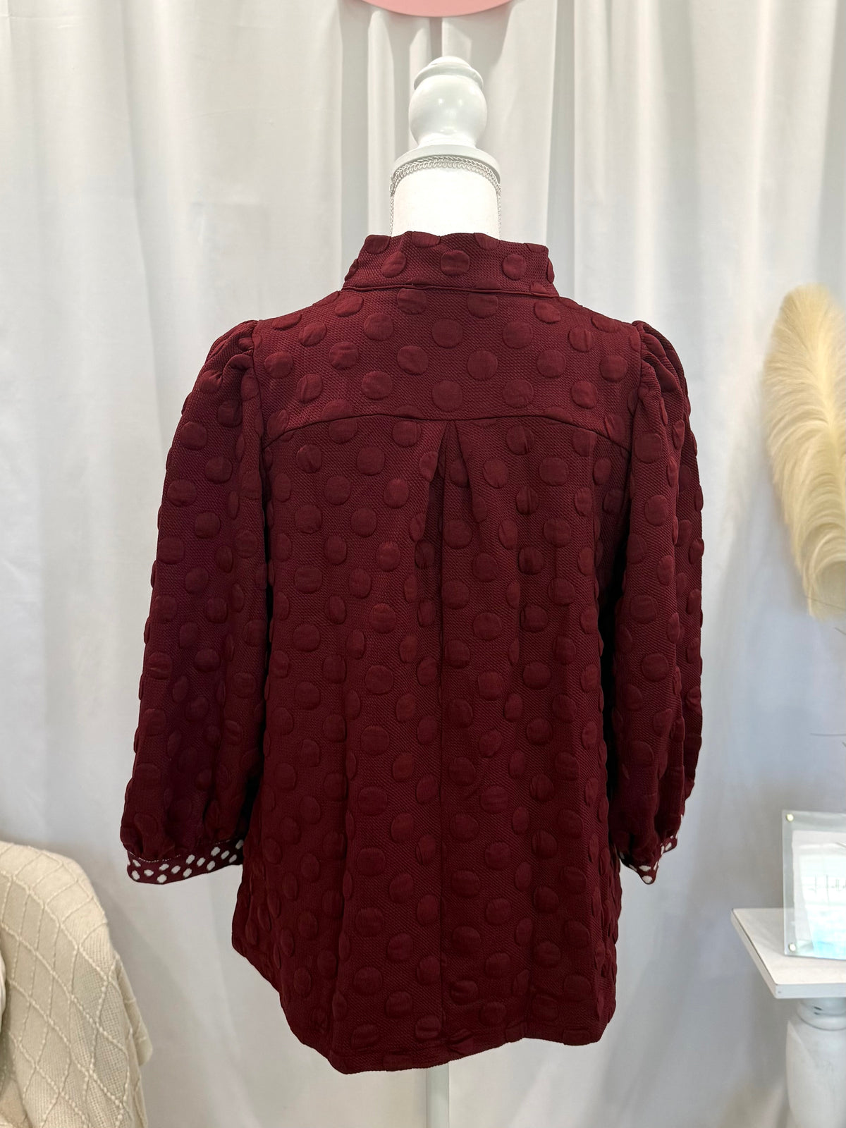 Maroon Polka Dot Top
