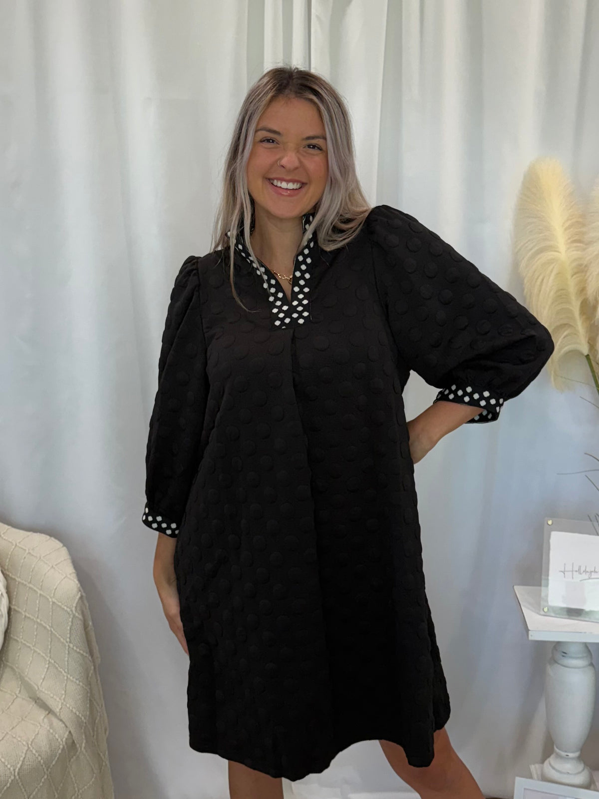 Black Polka Dot Dress (Pockets!)