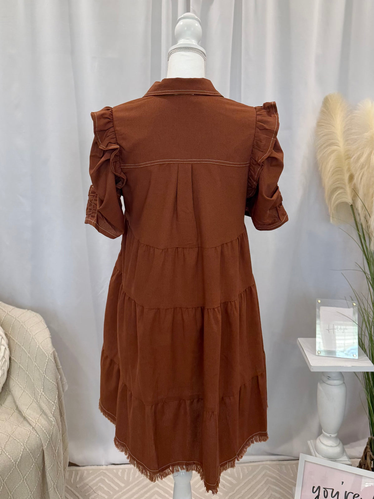 Caramel Linen Luxury Dress (Pockets!)