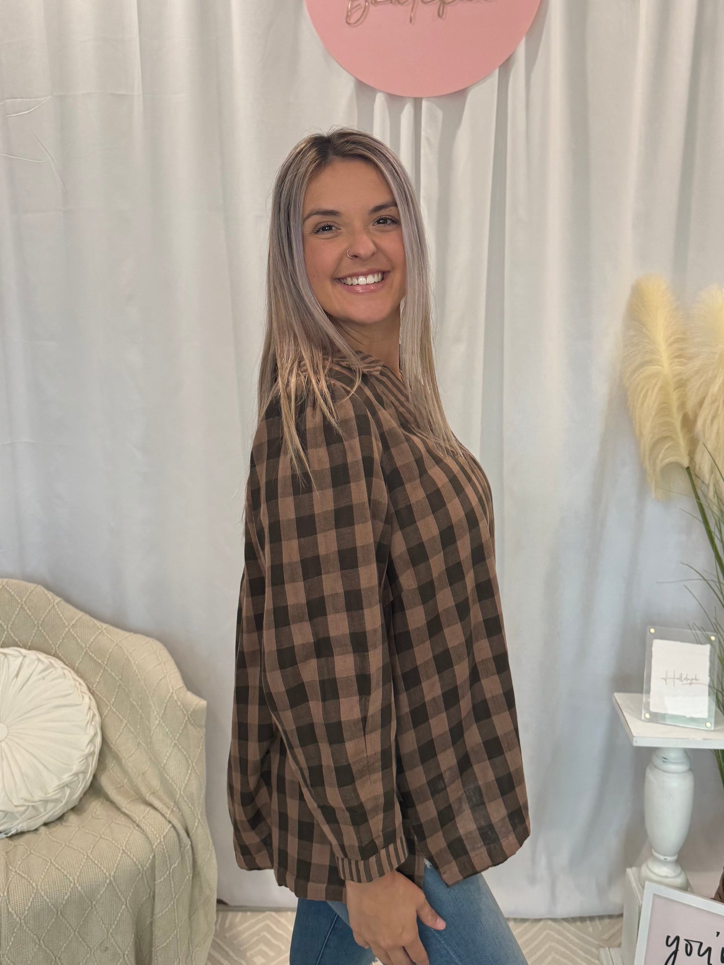 Toasted Caramel Plaid Top