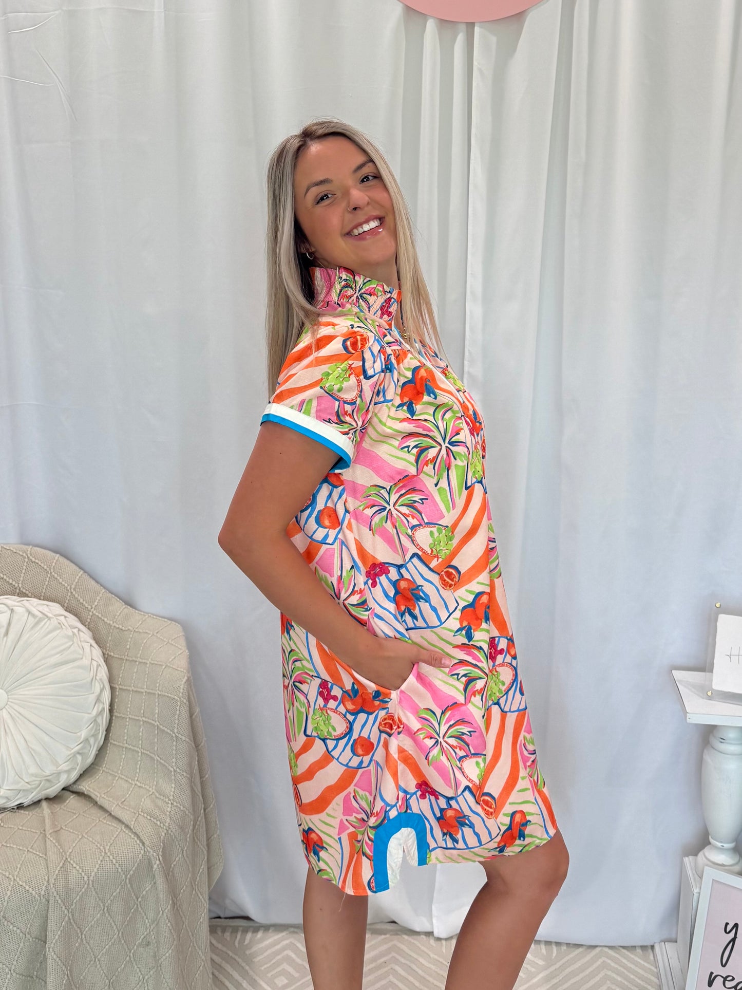 Tangerine Love Dress (Pockets!)