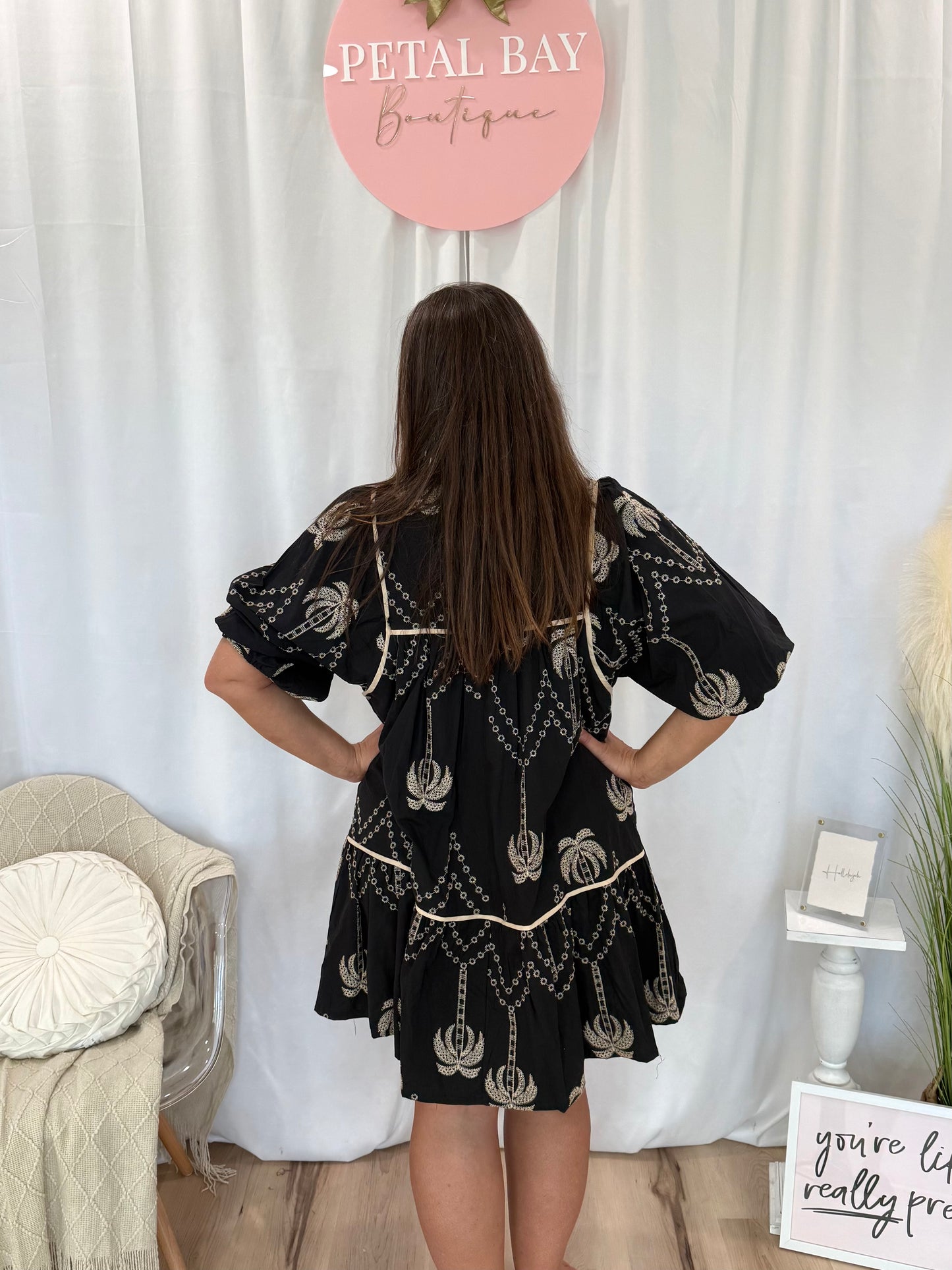 Black & Brown Palms Dress