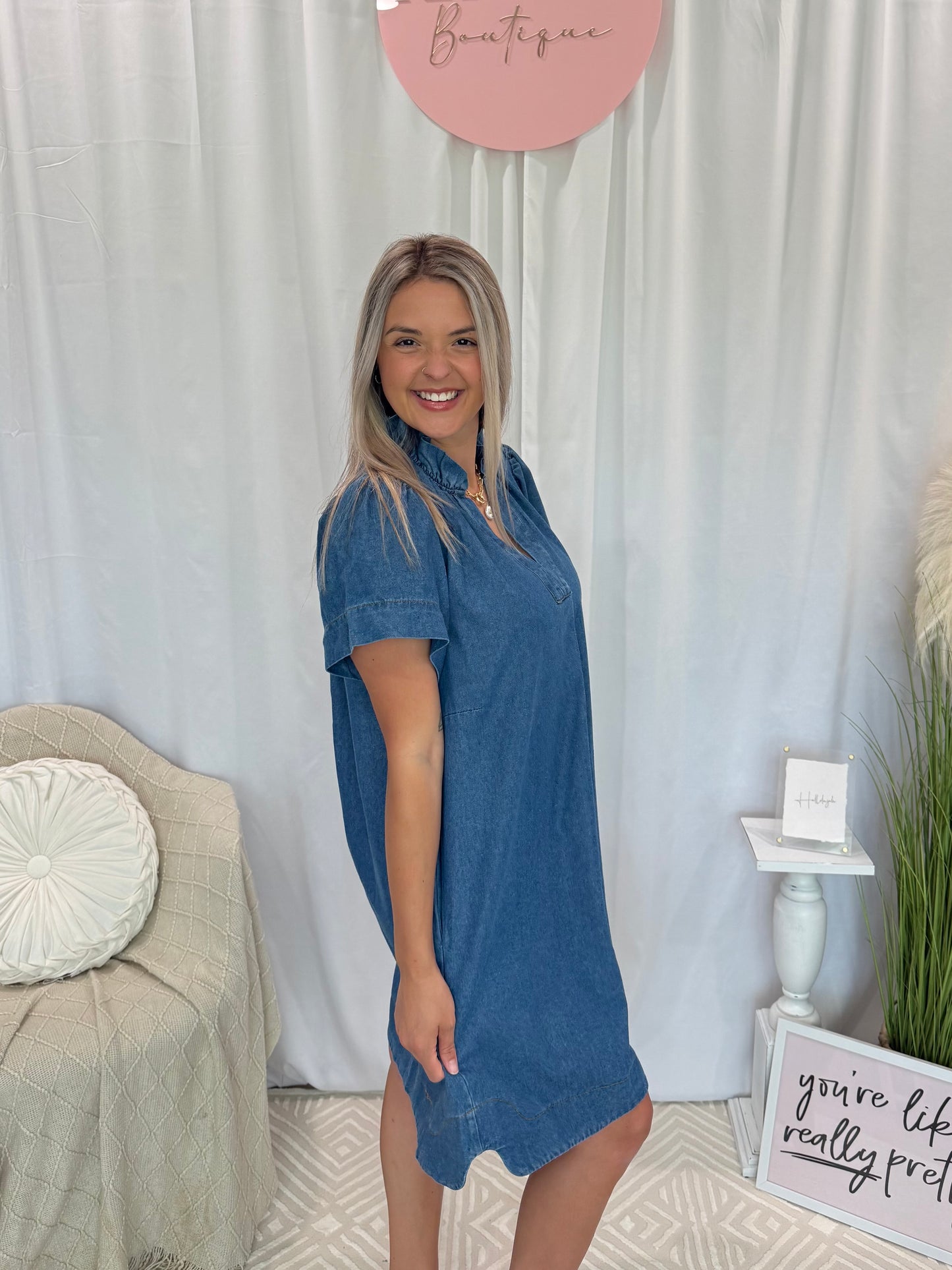 Dark Blue Jean Babe Dress (Pockets!)