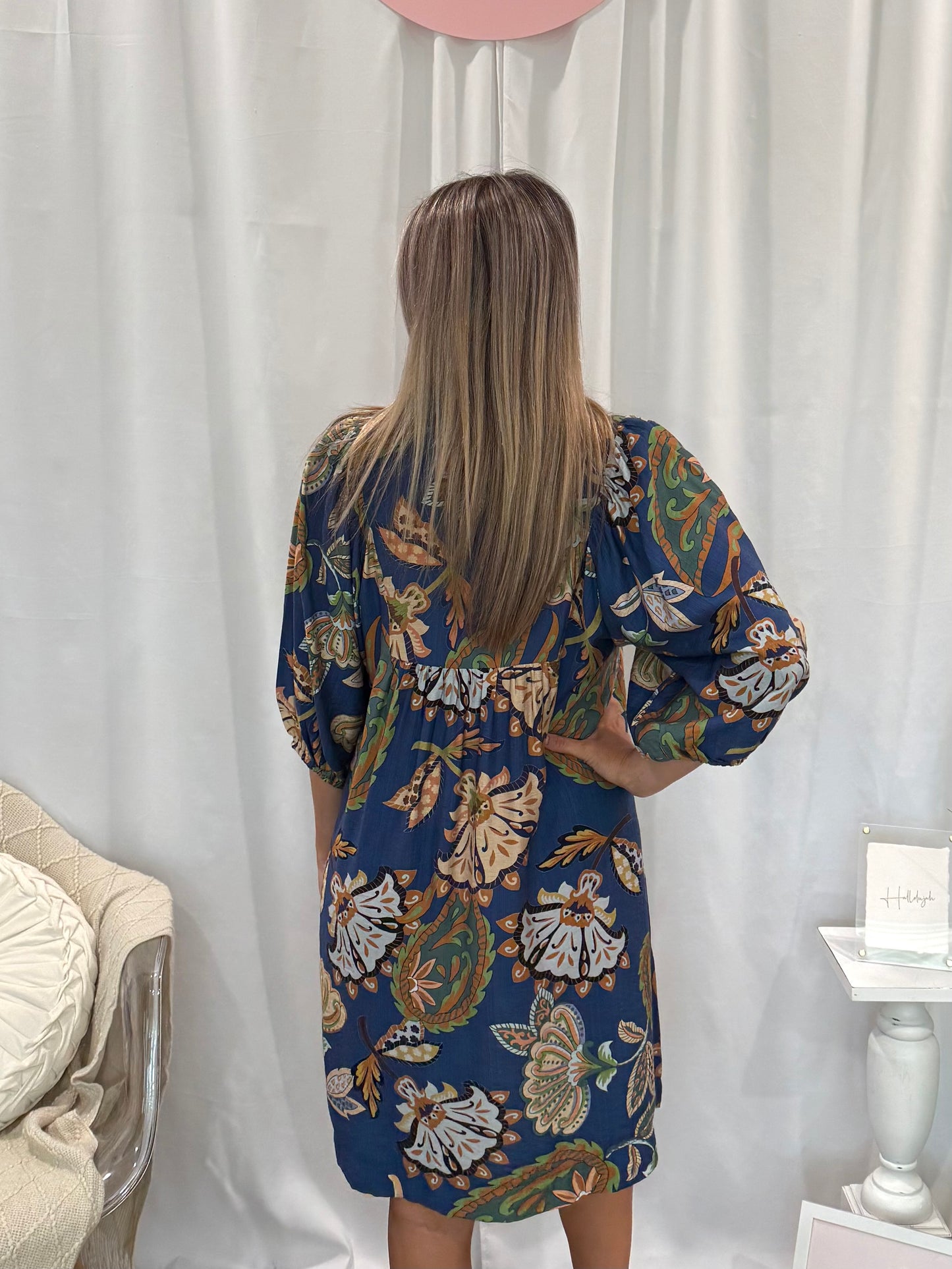 Leafy Blue Dress