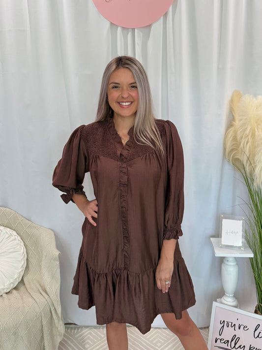 Free To Be Chocolate Dress (Pockets!)